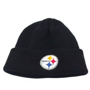 Steelers NFL Team Apparel Black Knit Cuff Beanie Raised Embroidered Logo